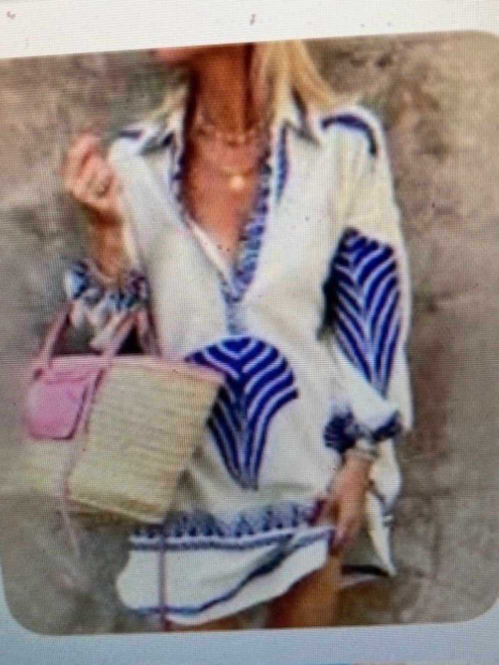 White & Blue Printed Casual Tunic Dress